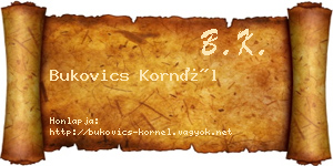Bukovics Kornél névjegykártya